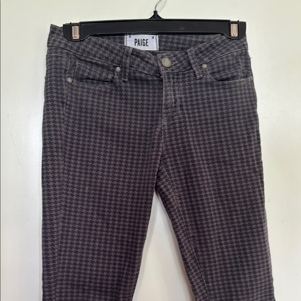 PAIGE Houndstooth Trousers in Black and Gray